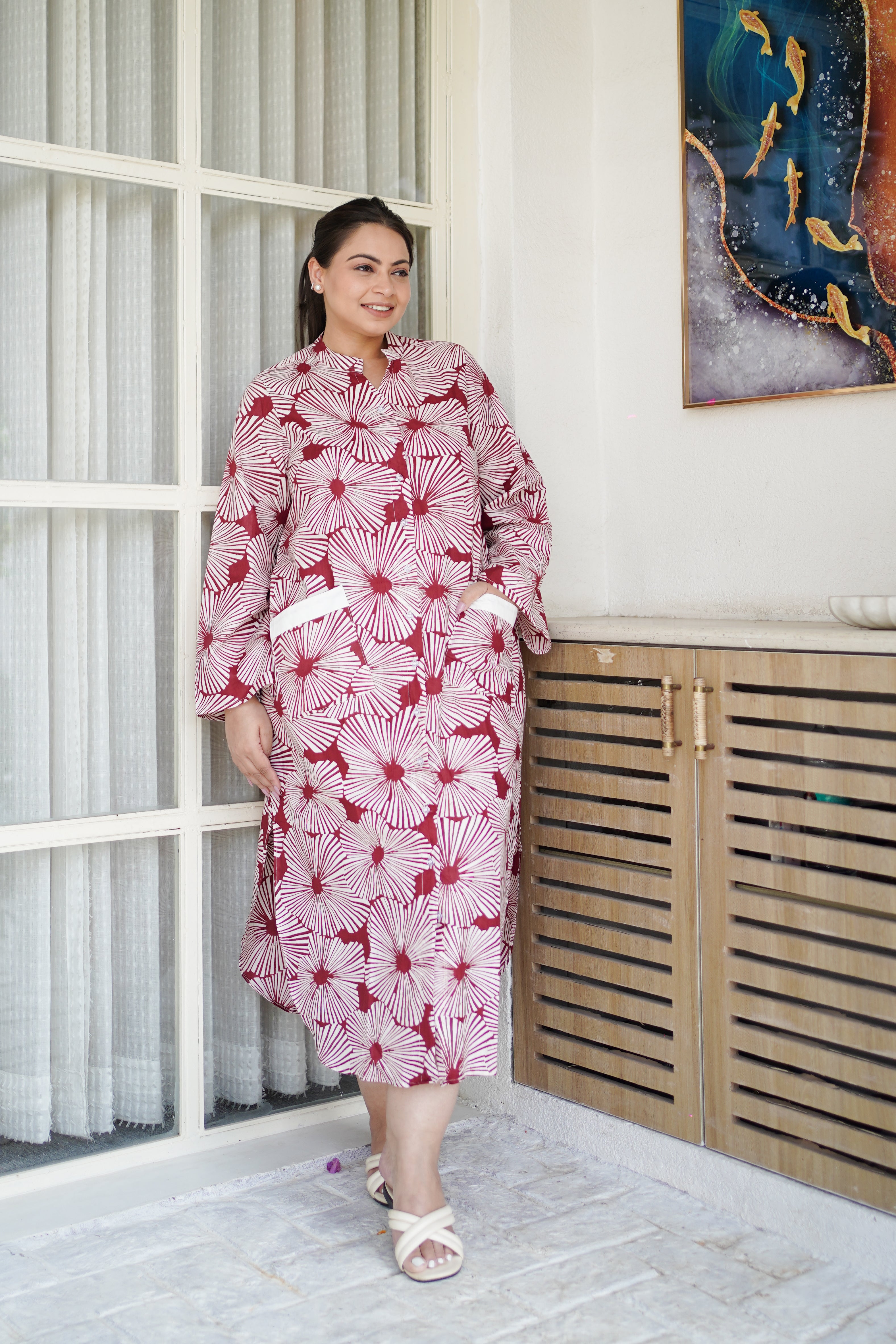 Tranquil Blue Floral Robe