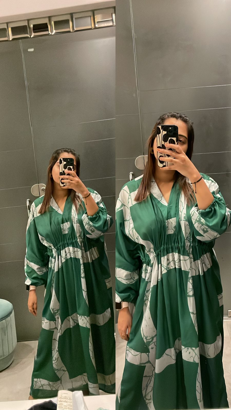 Green abstract dress